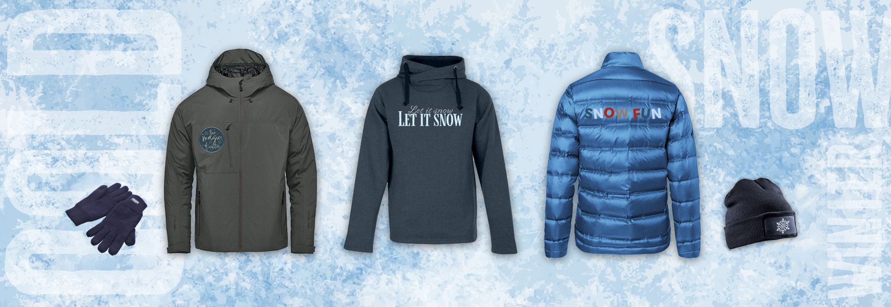Team in abgestimmter Winterkollektion vor Einsatzfahrzeug Handwerkerteam in einheitlicher Winterkollektion mit sichtbarem Branding vor dem Einsatzfahrzeug